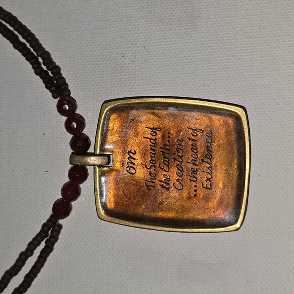 Chico's Om Elegant Brown Brass Beaded Pendant Necklace - Picture 5 of 7